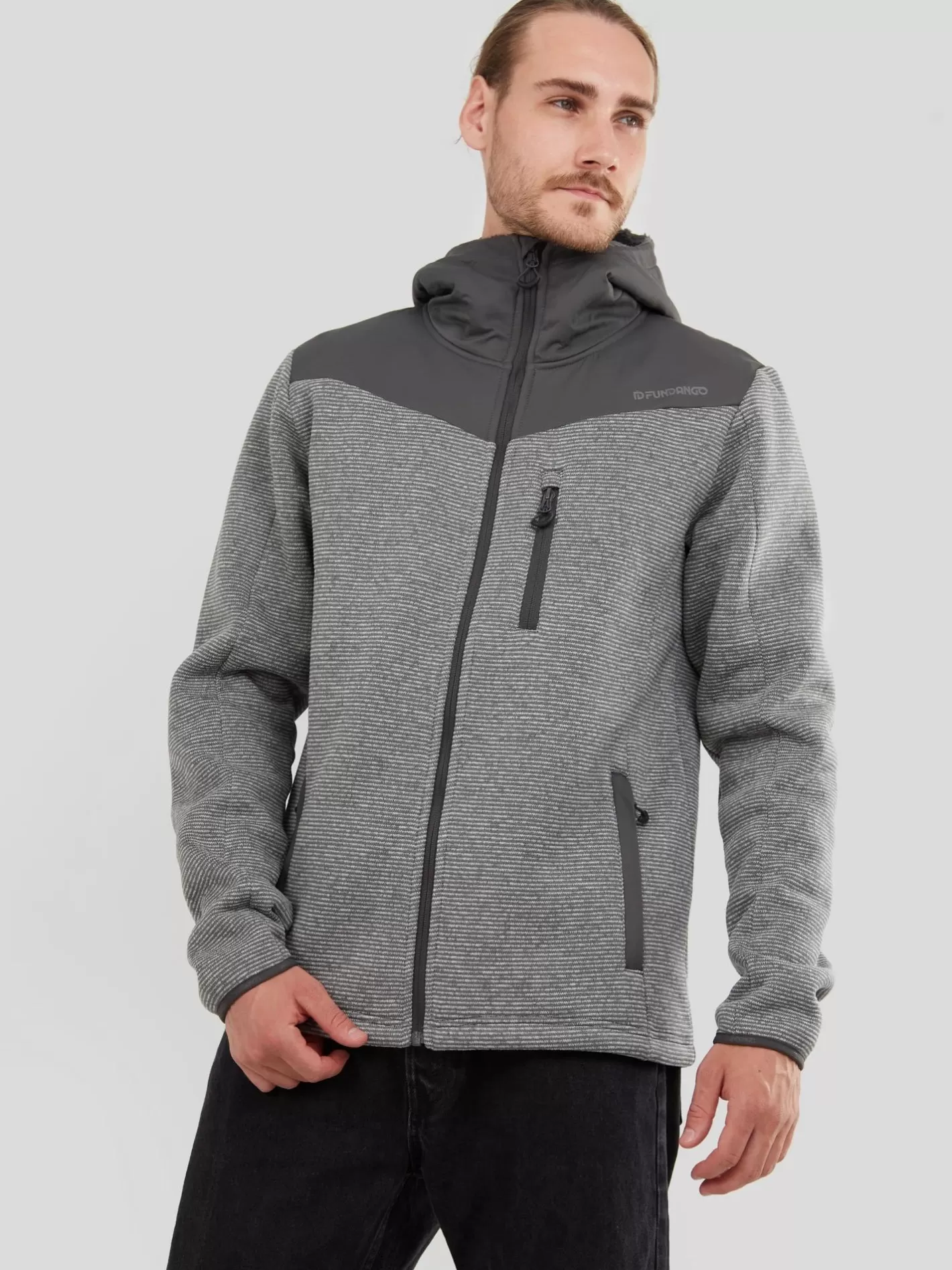 Softshell & Fleece^Fundango Ashford Insulated Fleece Jacket Grey