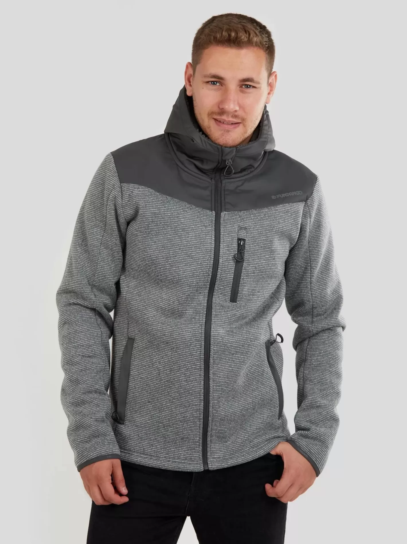 Softshell & Fleece^Fundango Ashford Insulated Fleece Jacket Grey