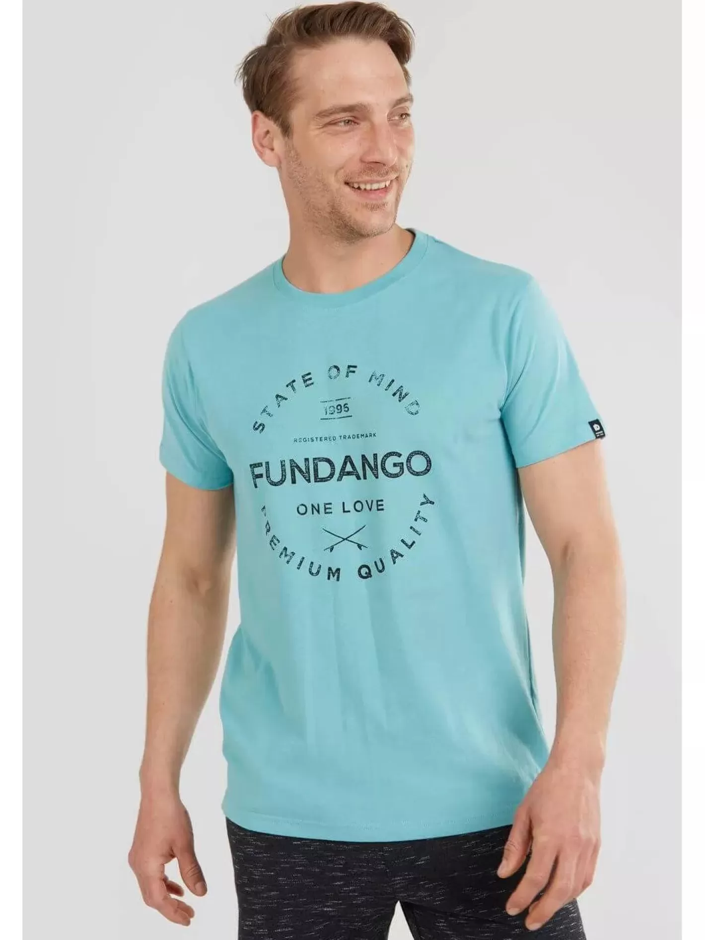 T-Shirt^Fundango Basic T Logo-2 T-Shirt Light Blue