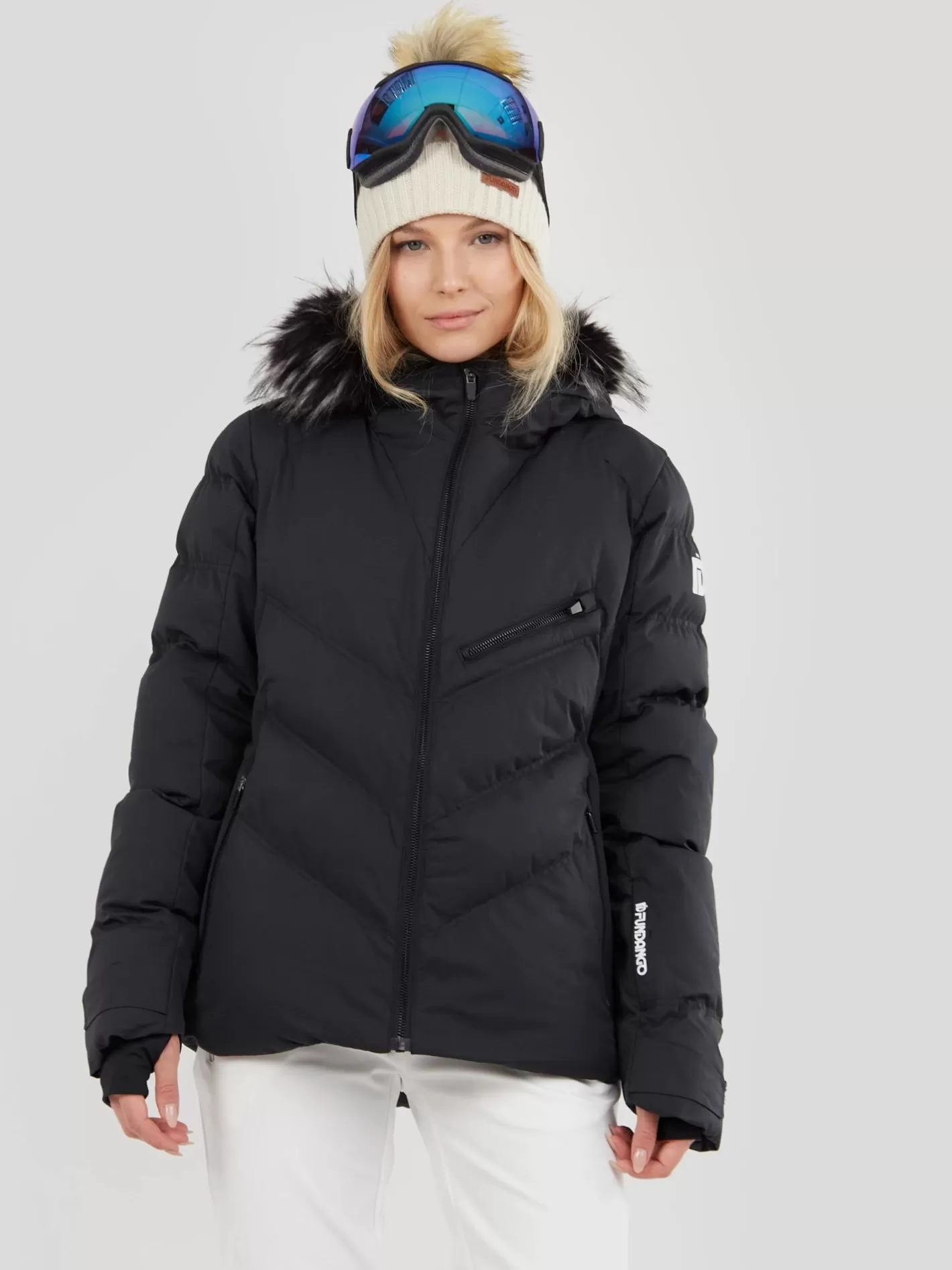 Ski Jacket^Fundango Elyra Fur Padded Jacket Black