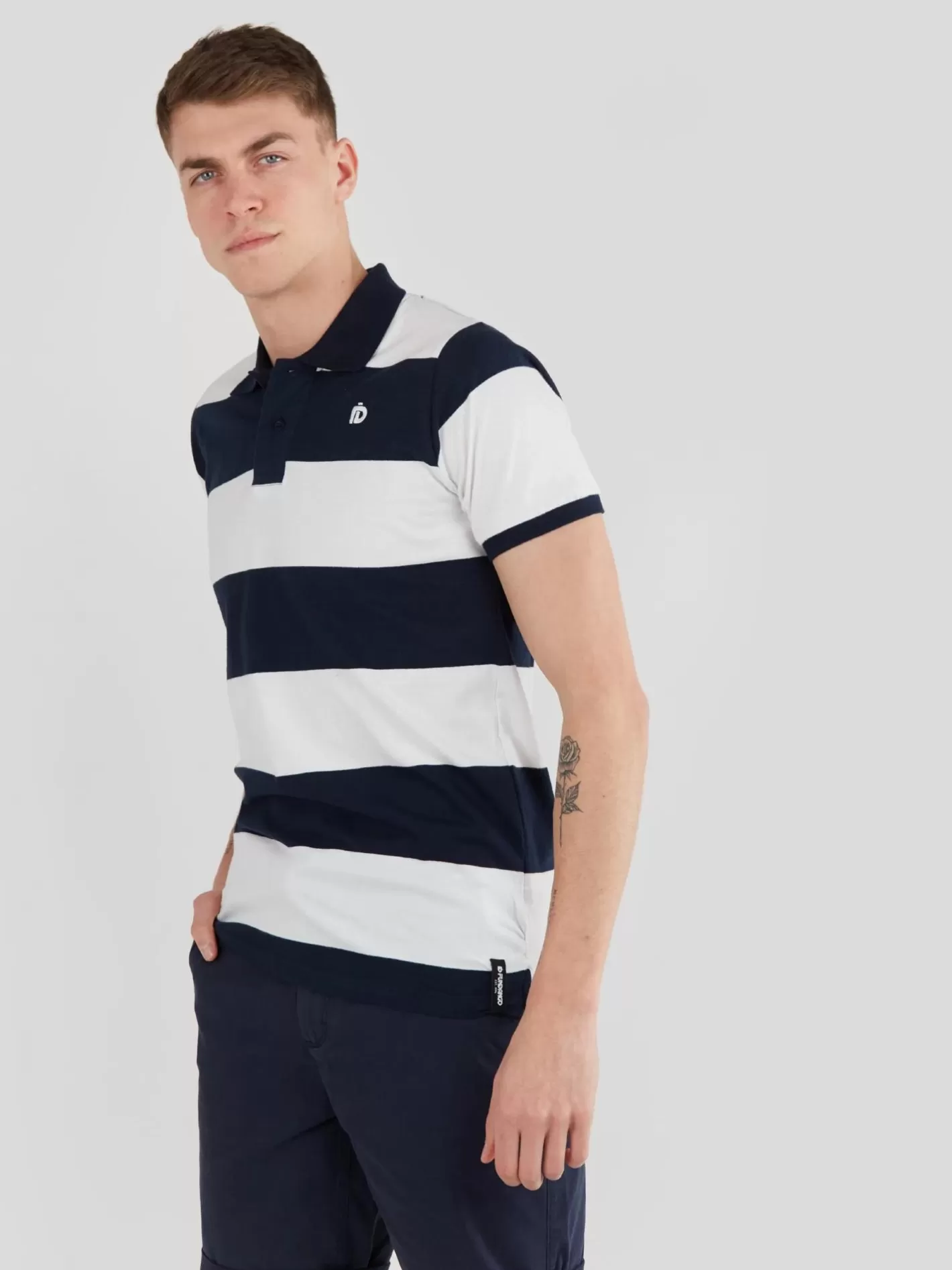 Polo Shirt^Fundango Incognito Stripe Poloshirt Dark Blue