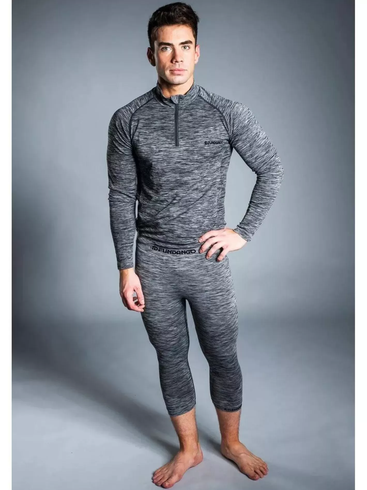 Baselayer^Fundango Seamless Halfzip Baselayer Set Grey